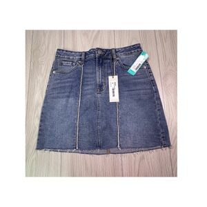 Just USA Seamed Denim Mini Skirt Medium Wash Raw Hem AB459K Mens S